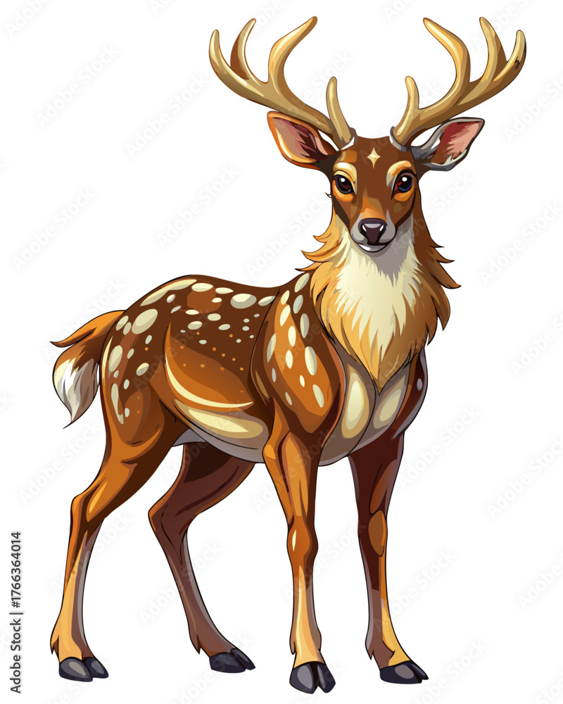 Obraz premium Deer ,full body , real print Style, white background