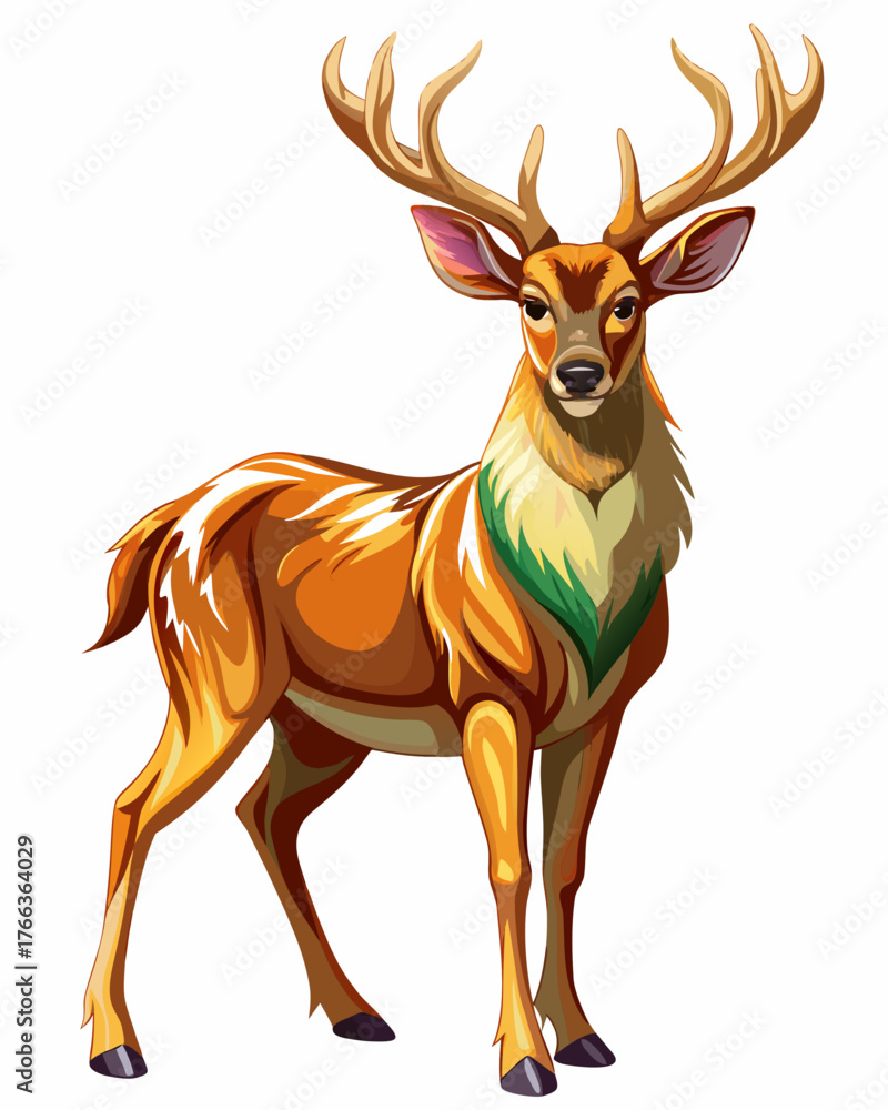 Fototapeta premium Deer ,full body , real print Style, white background