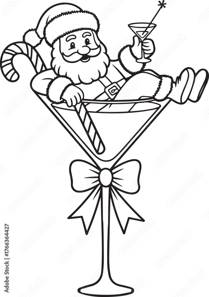 Fototapeta premium Cartoon santa vector illustration of a man with a candy cane