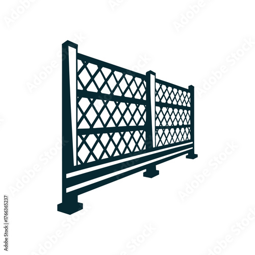 Construction Barrier Fence Illustration Isolated A rust orange construction barrier fence stretches on a burnt sienna plane