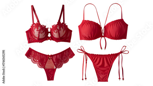 Sultry red lingerie set to ignite passion, featuring delicate lace details and a modern design, perfect for romance and intimate moments
