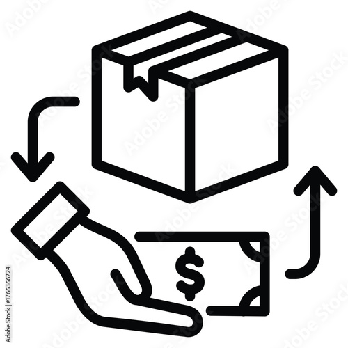 Cash On Delivery Icon Line Vector Illustration