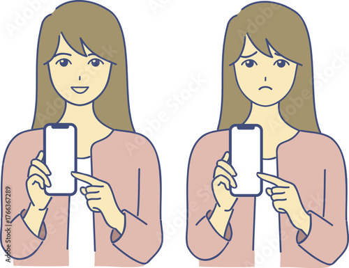 スマホを持つ若い女性　eps