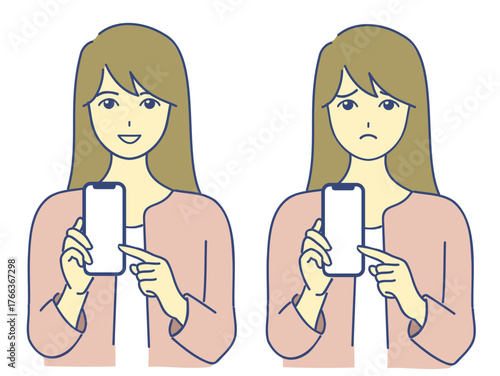 スマホを持つ若い女性　ai