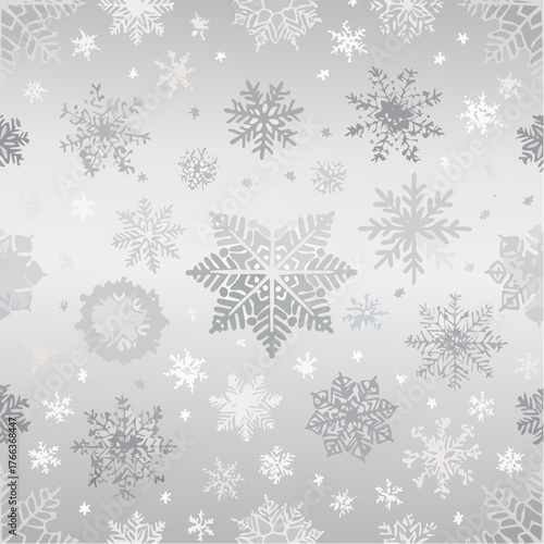 Silver Snowflake Seamless Vector Pattern