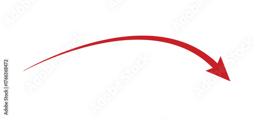 Thin long arrow sign. outline hand drawn arrow. red curved arrow icon. arrow indication and direction symbol