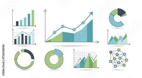 Collection of Various Business Data Charts and Graphs.