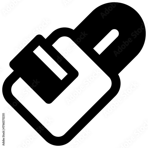 Travel padlock. Outlined stroke vector icon with black-filled details.