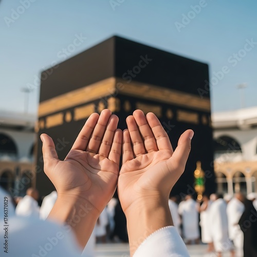 Devotion at the Kaaba - A Moment of Prayer and Reflection.