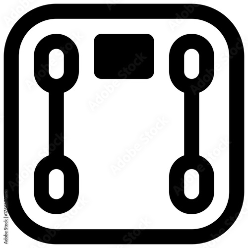 Scale. Outlined stroke vector icon with black-filled details.