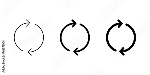 Two circular arrows icon set. Rotation and synchronization symbol