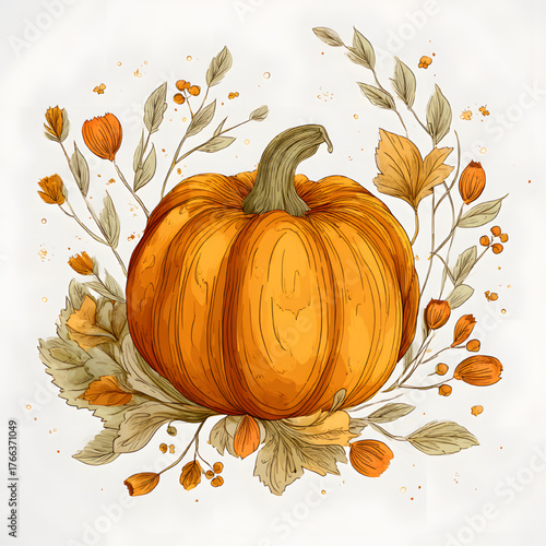 autumn background with pumpkin