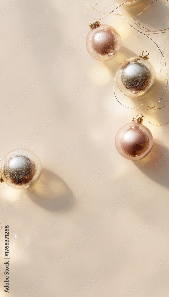 Obraz premium Festive christmas banner with decorative baubles and soft lighting for holiday celebrations