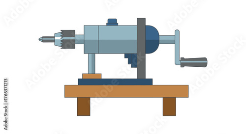 Vintage manual pencil sharpener on a wooden stand, ready for use