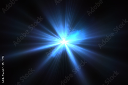 Abstract Blue Light Starburst Glow – Radiant Burst Overlay Effect