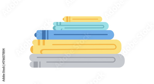 Stack of folded towels isolated on white background for bathroom or spa use