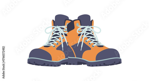 Durable orange and blue hiking boots for outdoor adventures