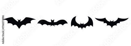 set of halloween bat silhouette vector on isolated background . Flying Black Bat Icons Collection. vector illustrator.