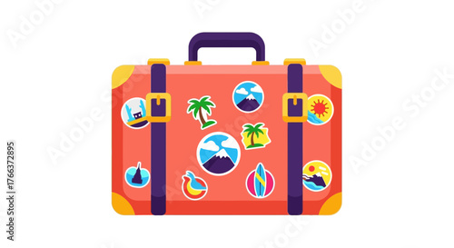 colorful suitcases isolated on white