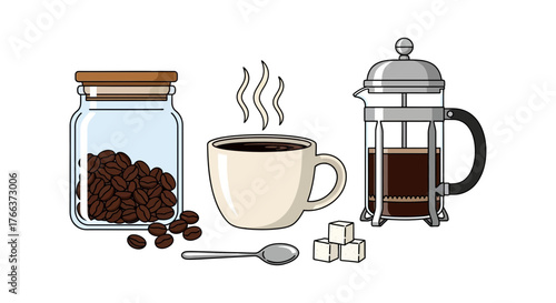 coffee cup and coffee beans