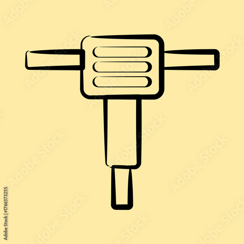 Icon breaker machine. Gold mining elements. Icon in hand drawn style.