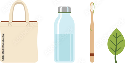 Zero waste lifestyle isolated on white background eco friendly concept design