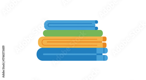 Stack of folded towels isolated on white background