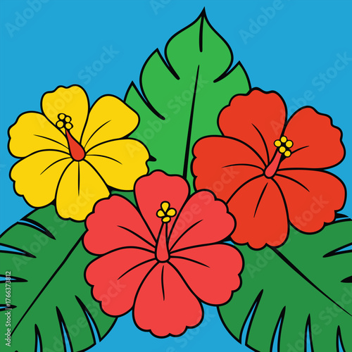 Flower colorful vector art illustration design 