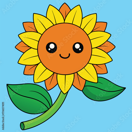 cartoon sunflower with a smile
