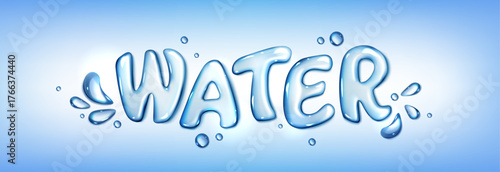 Realistic water text in liquid droplets and splashes with splash 3d bubble font