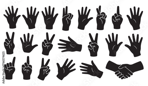 Silhouette Hand Gestures Loop – Communication and Symbolic Expression