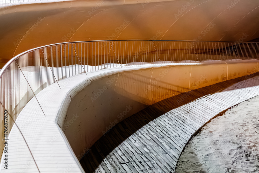Fototapeta premium Curved Balustrade and Textured Ground in Benidorm