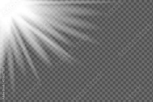 Vector art of bright light rays emanating from the top left corner