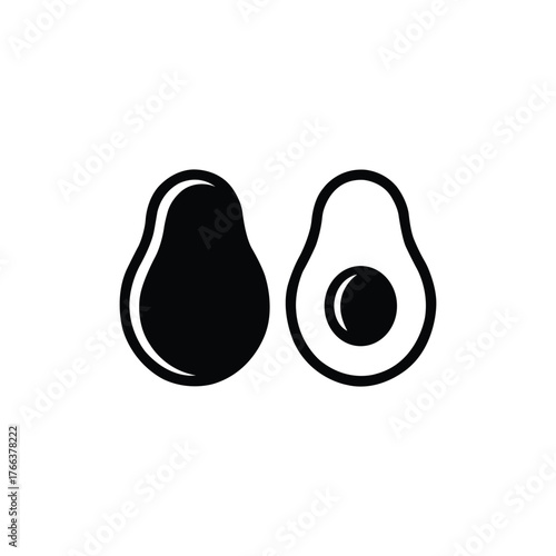Avocado Silhouette. Healthy Food and Nutrition Symbol