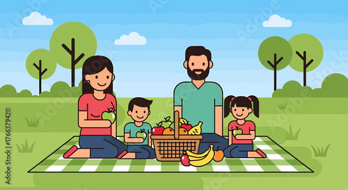 Family Picnic in the Park Joyful Moments and Fresh Food.