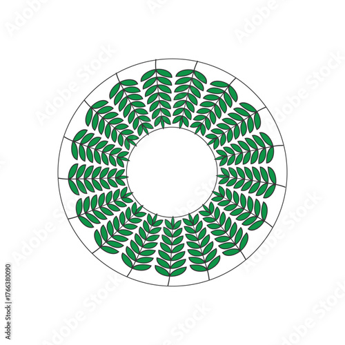 Green contact lens with a unique pattern vector illustration