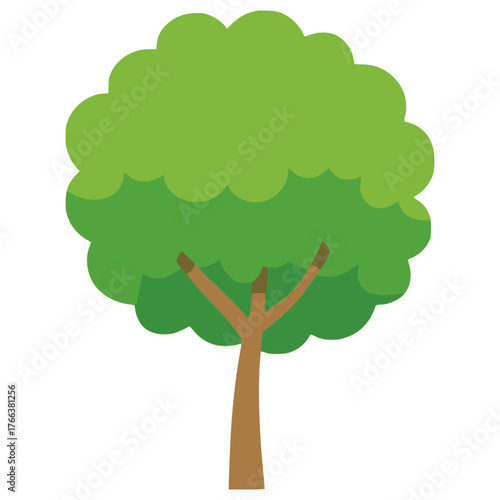 Tree green leaves nature plant flat color vector illustration template design