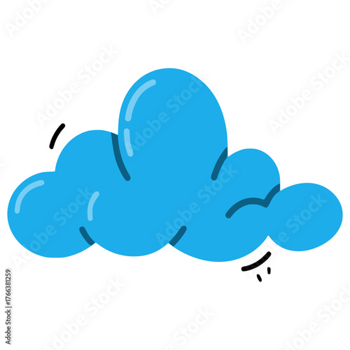 blue cloud sky nature weather cartoon hand drawn flat color vector illustration template design
