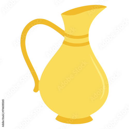 yellow ceramic jug drink beverage flat color vector illustration template design