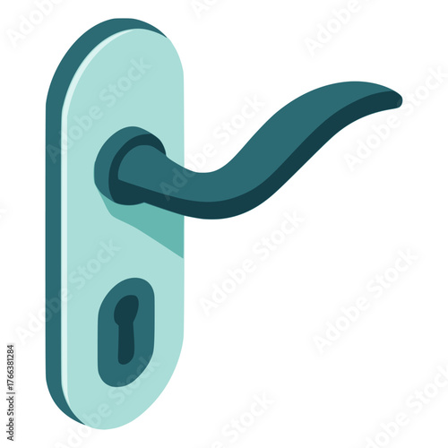 Modern door handle isometric flat color vector illustration template design
