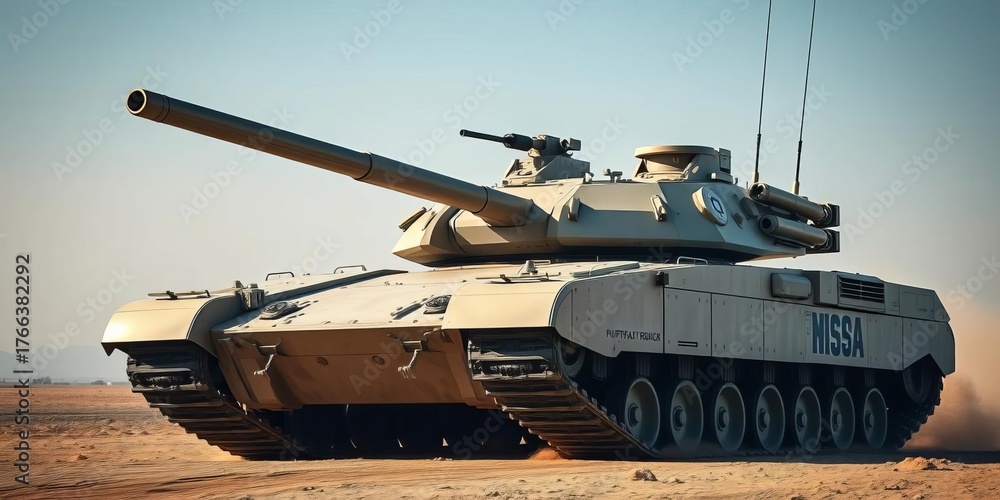 Fototapeta premium Modern Israeli main battle tank, advanced armor, powerful cannon, idf, desert