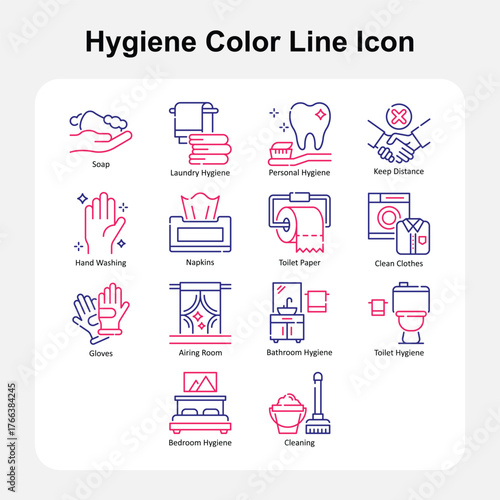 Home Cleaning, Disinfection and Germ Protection Two Color line Set 2