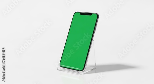 Showcase your app on a modern smartphone with a vibrant green screen for maximum impact, perfect for eye-catching marketing campaigns and product demos