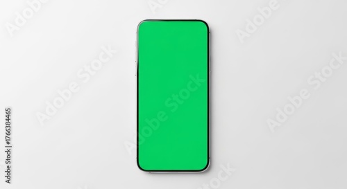 Sleek smartphone with vibrant green screen offers endless possibilities for app developers, digital marketers, and creative content creators