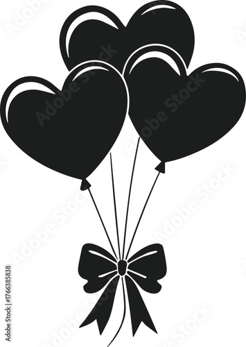 Heart Balloons Silhouette Vector – Romantic Love Decoration for Valentine’s Day