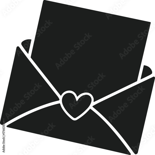 Romantic Love Letter Envelope Silhouette Vector for Valentine’s Day Design