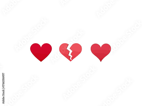 Heart reaction icons representing love and sadness