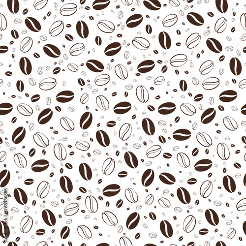 Coffee beans seamless pattern. Coffee background.