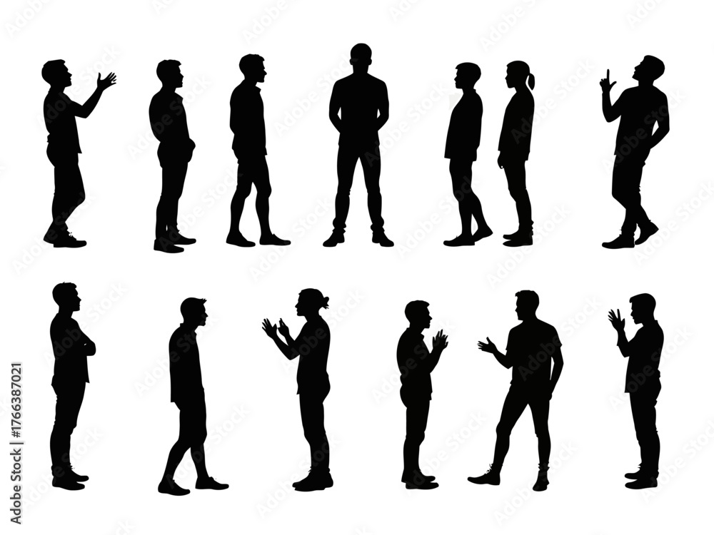 Obraz premium People showing different human emotions silhouettes