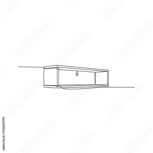 Wall-mounted cabinet in minimalist line art style on white background